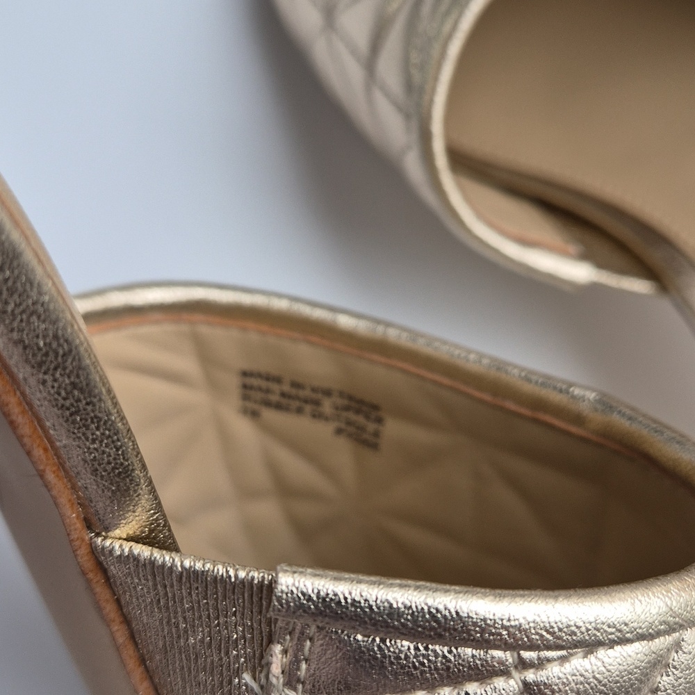 Michael Kors Metallic Gold Quilted Block Heel Mules - Picture 10 of 11